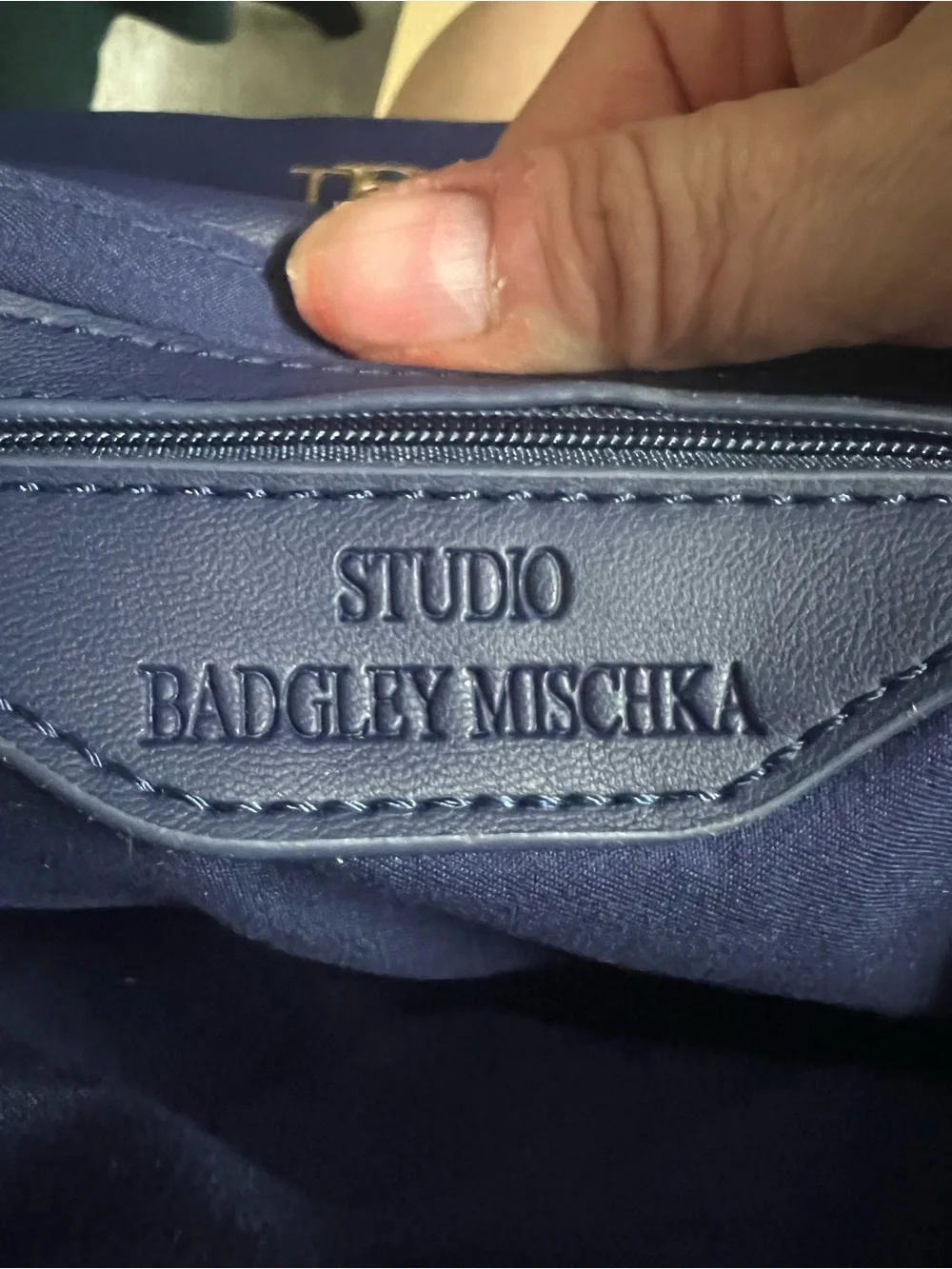 Badgley Mischka Large Navy Quilted 2-Way Satchel